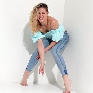 Zara size Small Light Blue Off Shoulder Crop Top with Puff Sleeves